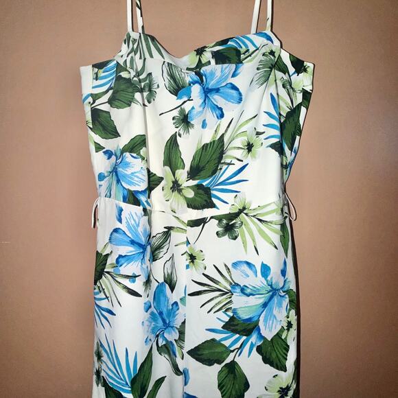 Banana Republic Women's Blue White Floral Romper Dress - Size 10 - Picture 11 of 12